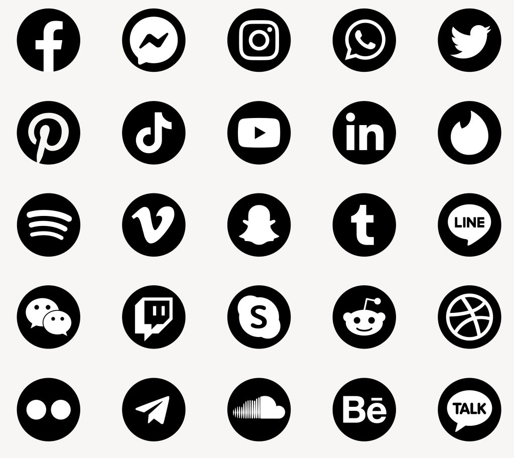 Estos logos de redes sociales png en blanco y negro